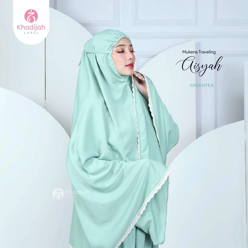 Product image Khadijah Label Palembang - Mukena Travel Aisyah (Free Sejadah) All Size Green Tea