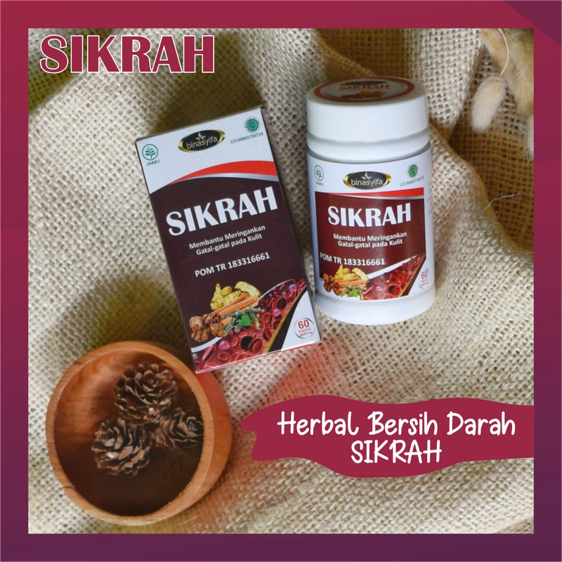 Product image SIKRAH Obat Gatal Gatal Kulit Alergi Gatel Obat Kurap Eksim Jamur Biduran Kadas BPOM Binasyifa 60 Ka 60 kapsul Herbal