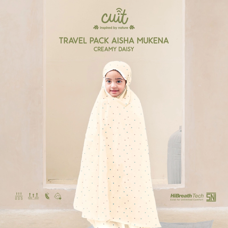 Product image Kintakun Baby - [RAYA SERIES] KINTAKUN BABY X CUIT Aisha Mukena Motif Travel Pack Mom Kids Ibu dan Anak Kids Creamy Daisy