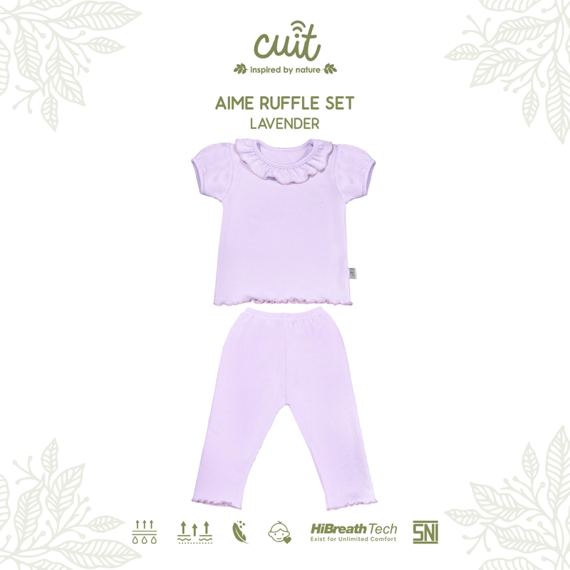 Product image Kintakun Baby - KINTAKUN BABY X CUIT Aime Ruffle Set Setelan Polos Bayi Anak Perempuan Lengan Pendek XXL (3-4 Tahun) Lavender