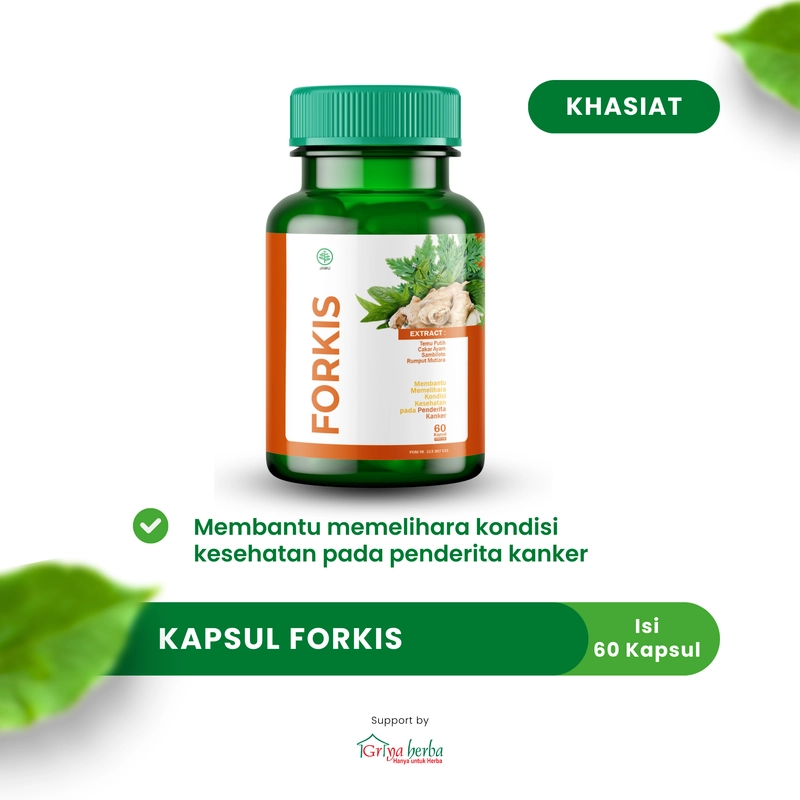 Product image Griya Herba - Forkis Obat Herbal Membantu Memelihara Kondisi Kesehatan pada Penderita Kanker Kista Halal BPOM 60 Kapsul Original