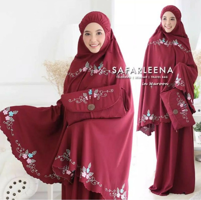 Product image Mukena Dewasa Rouhdoh Safarleena Bordir Manual Premium All Size Maroon