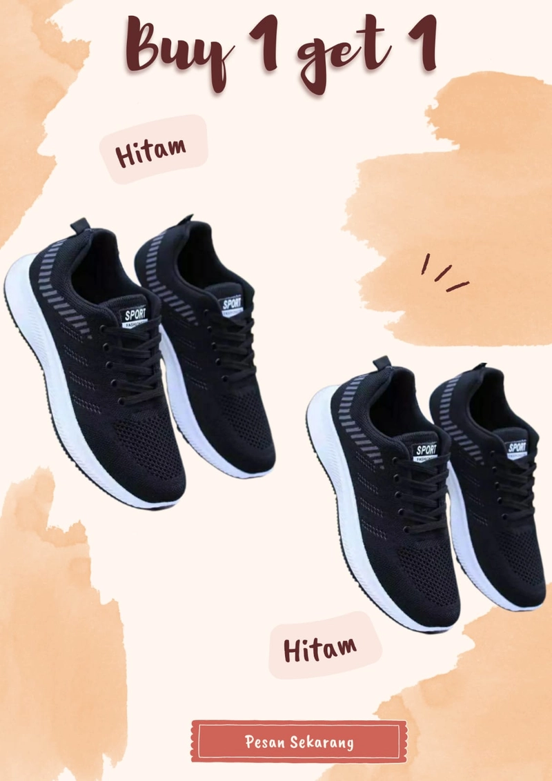 Product image Koekita - Buy 1 Get 1 Sepatu Pria Sneakers Casual Jhon KC01 38 HITAM