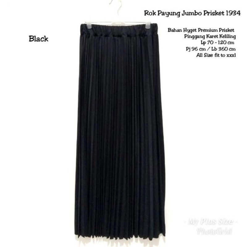 Product image My Plus Size - Rok Payung Plisket Jumbo Wanita 1934 ALL SIZE BLACK