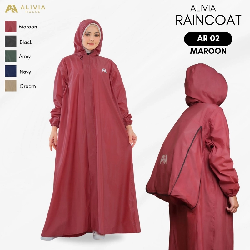 Product image Alivia House - Alivia Raincoat AR02 - Jas hujan gamis muslimah jas hujan wanita All Size Maroon
