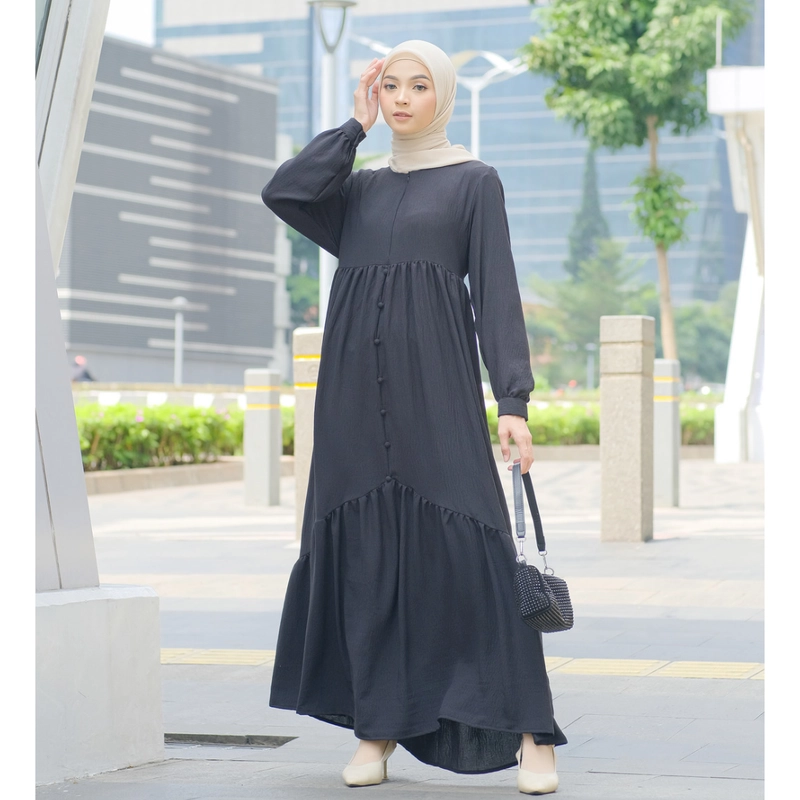 Product image Hazirah Id - Azura Dress Gamis Cringkle Airflow Polos S Black
