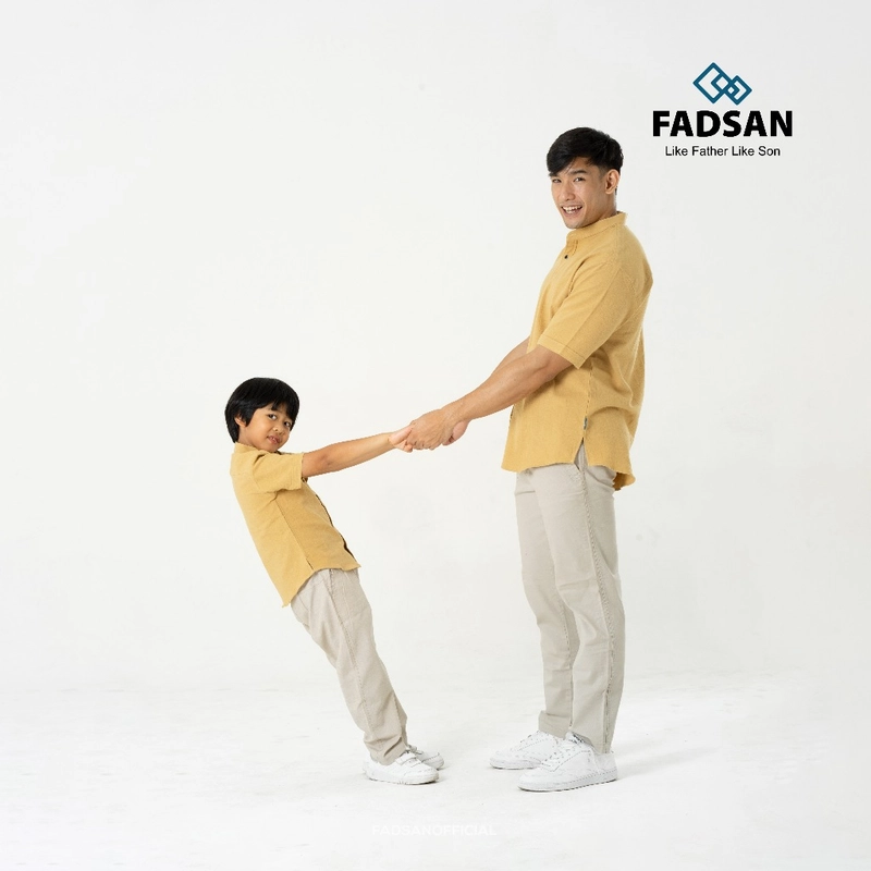 Product image FADSAN - Kemeja Semi Formal Couple Ayah dan Anak Lenan Pendek Warna Yellow -Tufy Series SIZE BAYI NO.1 TUFY YELLOW