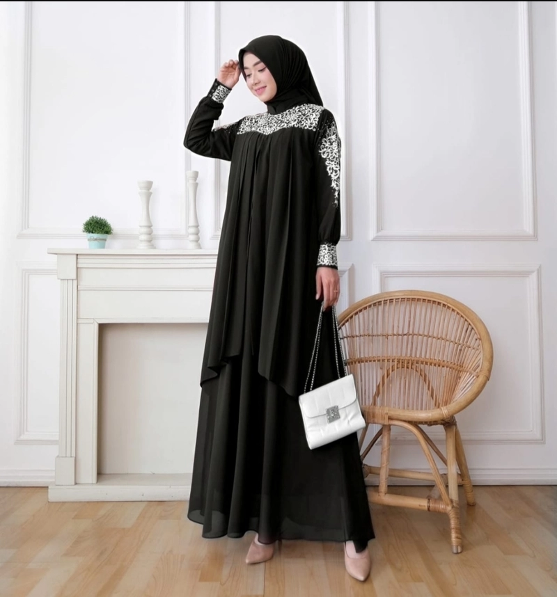 Product image Celin Fashion [TA] - GAMIS HAJRAH TAMI FREE HIJAB SEGI 4 M Hitam