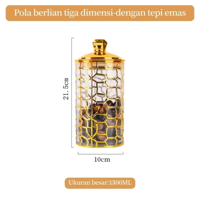 Product image Rizki Electronics - Toples mewah aesthetic Toples Snack emas toples akrilik Kedap Udara Besar (L) plastik