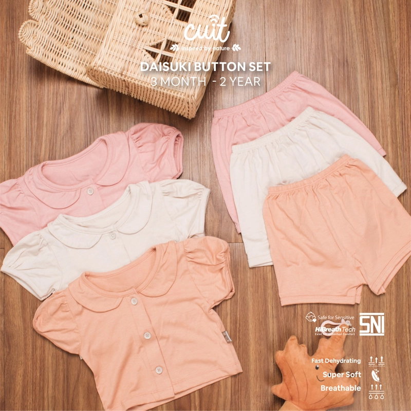 Product image CUIT Baby 3 Bulan - 2 Tahun Setelan Kerah Anak Perempuan Daisuki Button Set M Dusty Coral