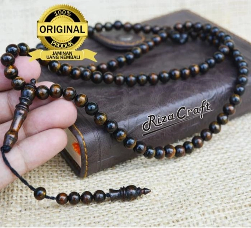 Product image Riza Craft - Tasbih 99 Butir Kayu Akar Bahar Taliarus Tali Arus Hitam Emas Laut ASLI Original Standard Hitam emas