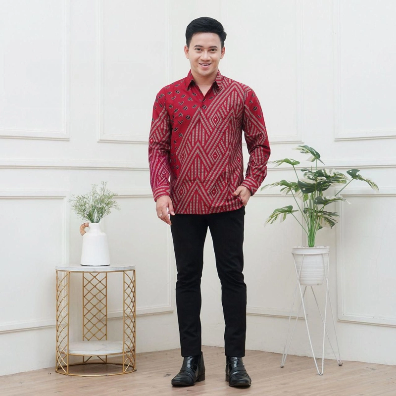 Product image Kois Batik - Batik coupel bolero tunik dan kemeja tersimpel motif inaraa merah M Kemeja inaraa merah