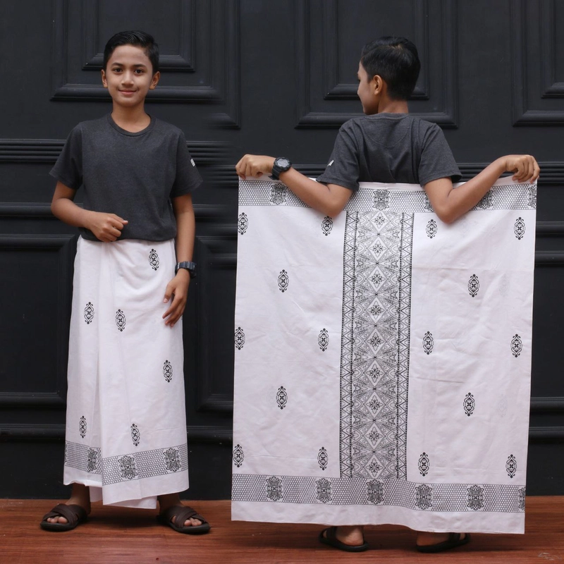 Product image Kois Batik - SARUNG ANAK REMAJA SD SMP MOTIF SARWON BAGUS BANGET SIMPEL SARUNG ANAK REMAJA Putih