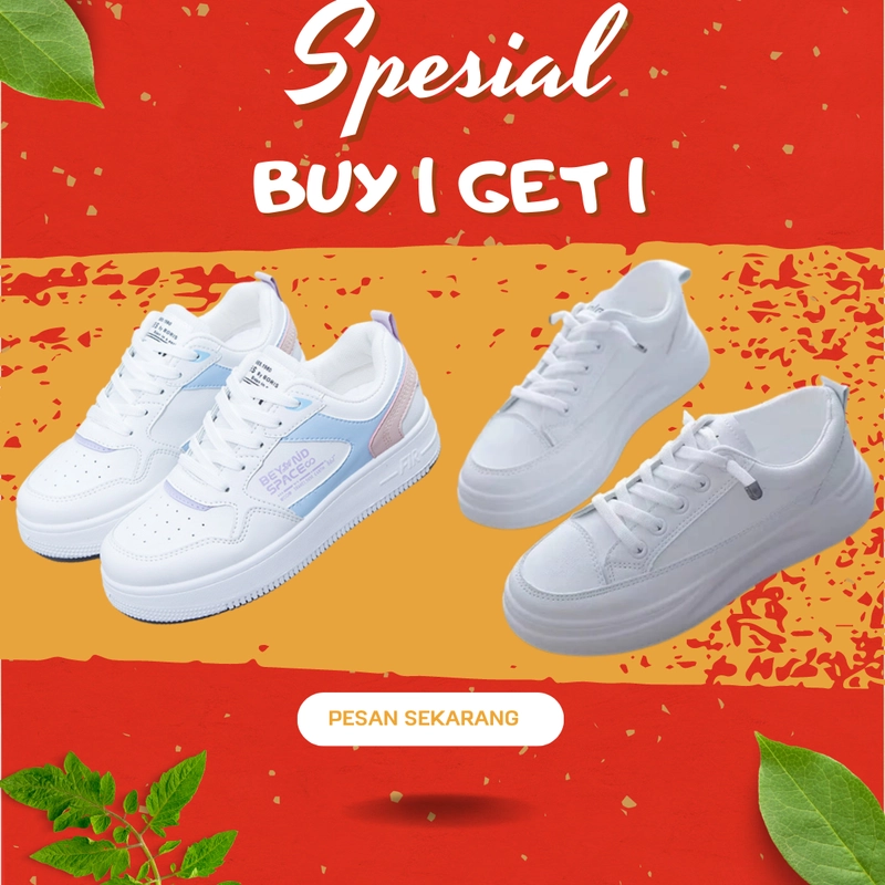 Product image Koekita - Paket Kombinasi Buy 1 Get 1 Sepatu Kets Sneakers Wanita Beyound Space & LV-001 40 PUTIH BIRU & PUTIH