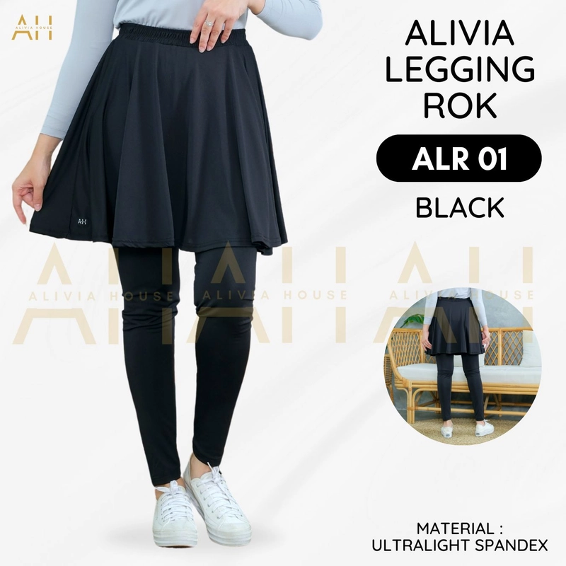 Product image Alivia House - ALIVIA LEGGING ROK 01 Legging Rok Olahraga Wanita Skirt Sport Jogging Sepeda ALL SIZE Black
