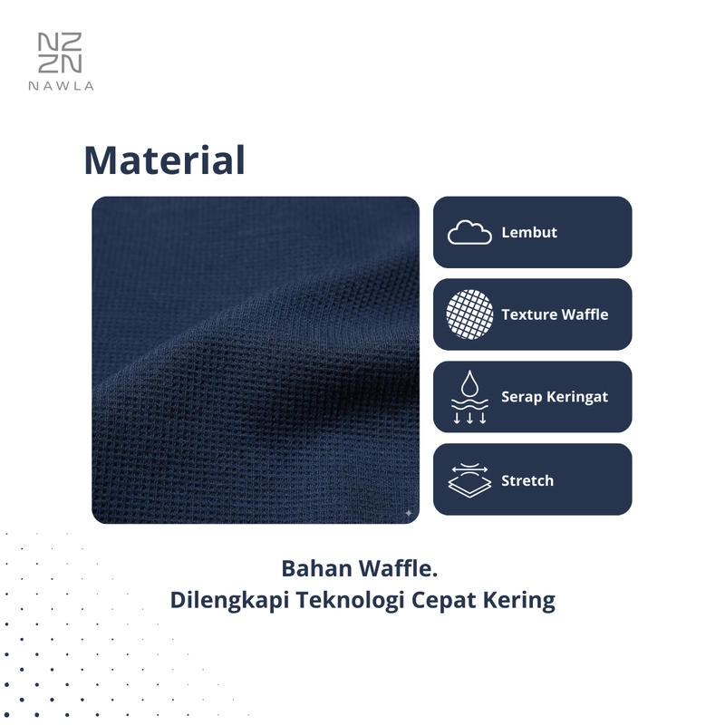Product image NAWLA - Kaos Waffle V Neck Lengan Pendek S Denim