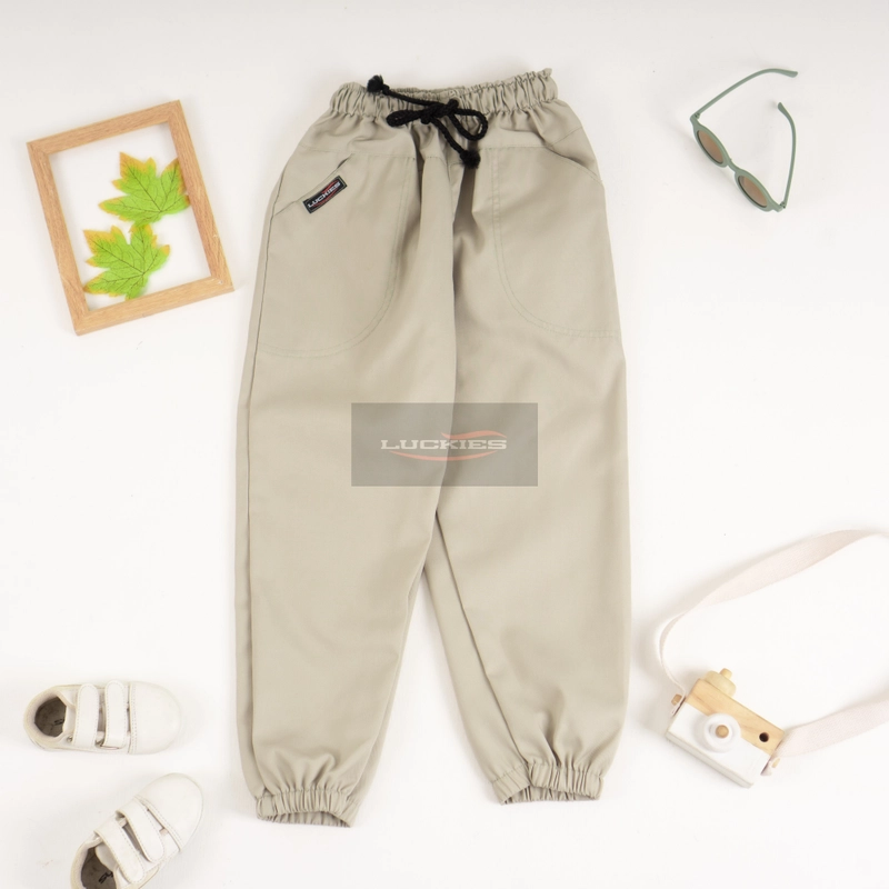 Product image Luckies - Celana Jogger Anak 1-15 Thn Pinggang Karet Chino Distro Luckies Brand Hitam Abu Navy 2 Hitam