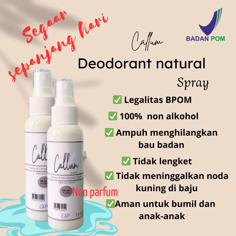 Product image Paket dua pcs callum deodorant tawas natural spray 100 ml natural/non parfum