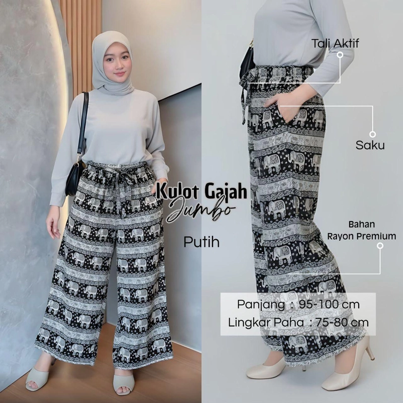 Product image Khisna collection - Bawahan kulot gajah wanita kekinian Allsize G1