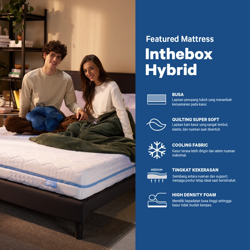 Product image INTHEBOX - Kasur Busa Hybrid Ukuran 200x200 (Super King) F388HB-JBS2-200NTR 200 x 200 cm Abu