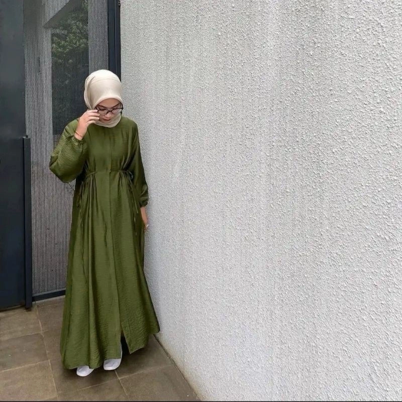 Product image MEQA DAILY - MEGA DAILY - Hazel Dress Gamis Wanita Tali Bahan Hyget Super Army