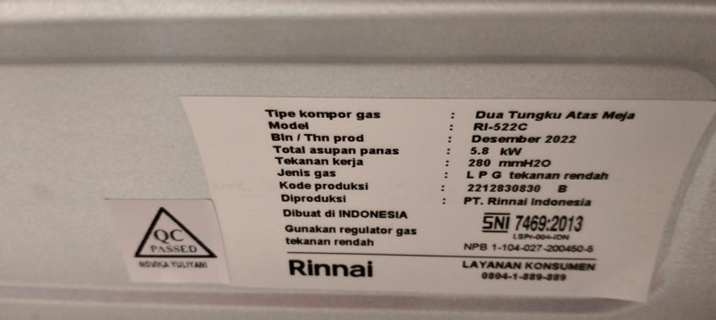 Product image Rizki Electronics - KOMPOR RINNAI 522 C 2 TUNGKU BLACK TEFLON 2 TUNGKU HITAM