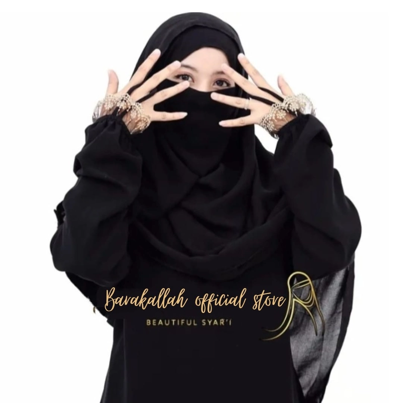 Product image Barakallah official store - Gamis Mariam M Hitam Renda Cream