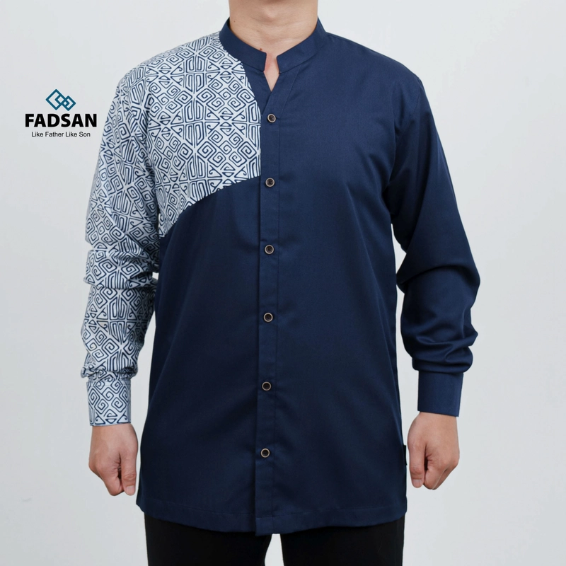 Product image FADSAN - Koko Batik Couple Lengan Panjang Ayah & Anak Warna Navy Blue - Anantara Series SIZE ANAK XS ANANTARA NAVY BLUE