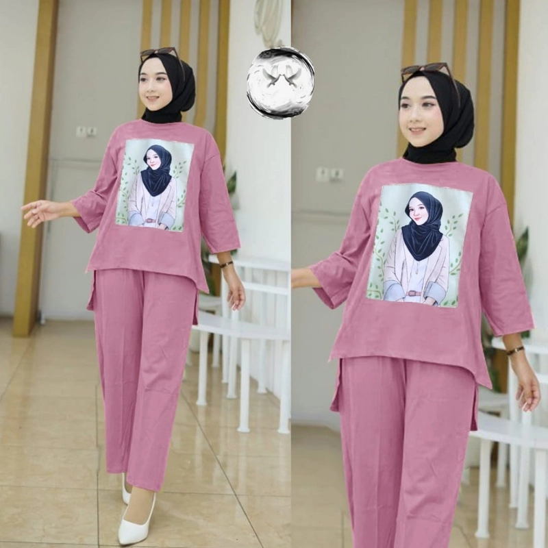 Product image astro - setelan celana wanita DELFH realpict L fit to XL dusty