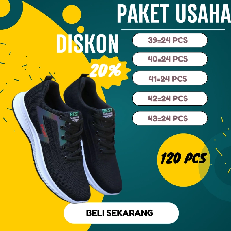 Product image Koekita - Paket Usaha Sepatu Kest Sneakers Pria FS-06 PAKET 1 HITAM
