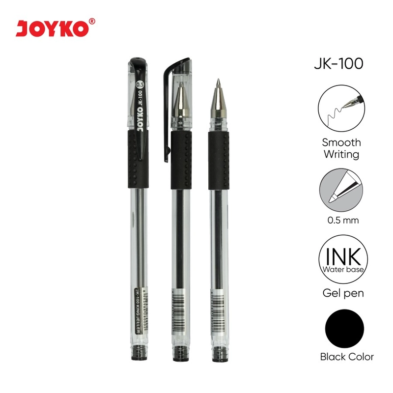 Product image Bintang Terang ATK - Pulpen JK100 / Pen Joyko JK-100 Hitam/Biru/Merah (1 Pack isi 12 Pcs) 0.5 mm Hitam