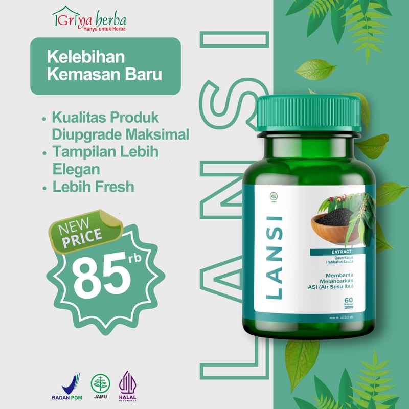 Product image Griya Herba - Lansi Obat Herbal Membantu Melancarkan ASI Booster Halal BPOM 60 Kapsul Original