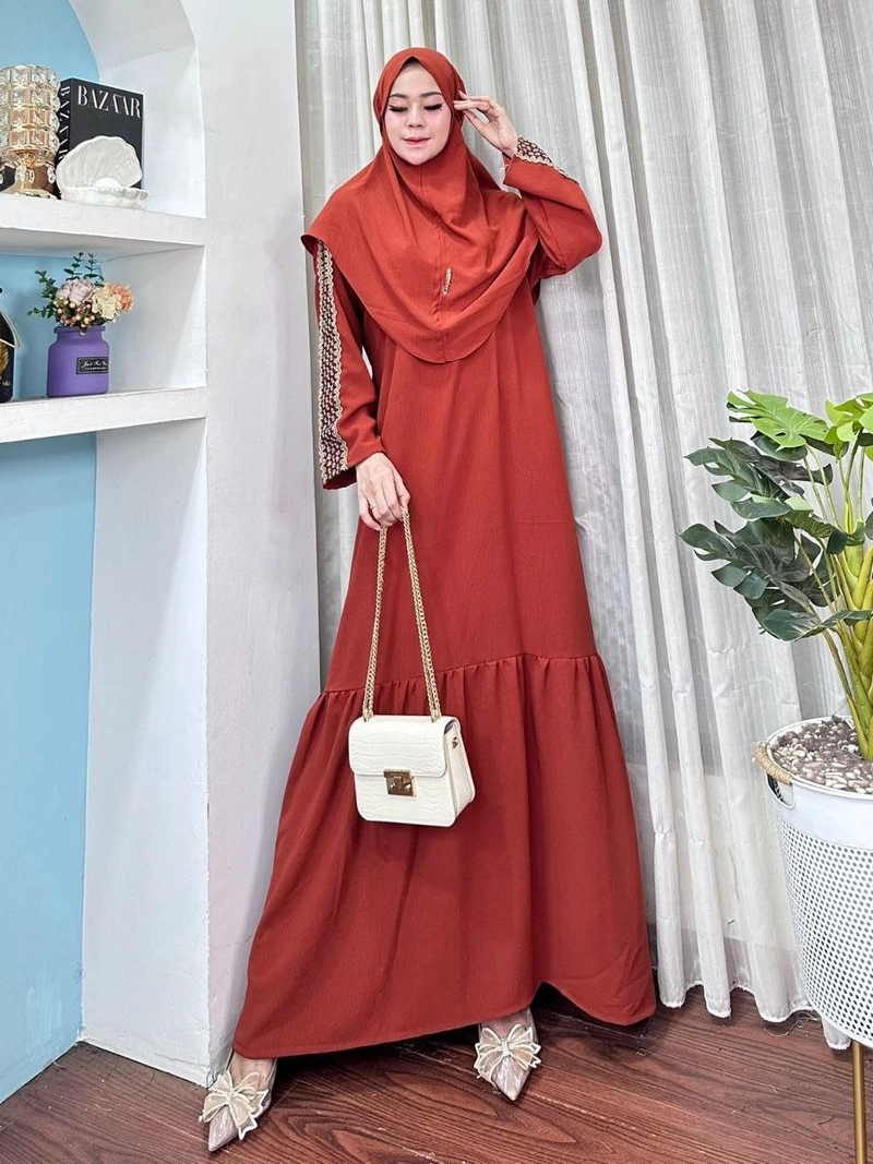 Product image Khisna collection - Gamis wanita dewasa renda set Fitri Allsize A