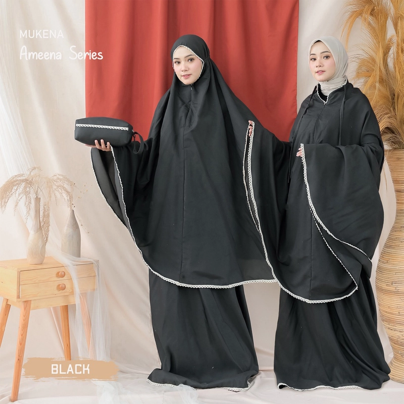 Product image Teeca - Mukena Dewasa 2 in 1 Traveling Ameena Series All Size Black