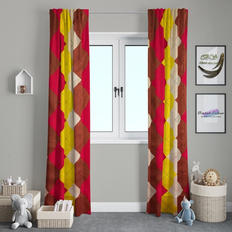 Product image Berkah Saluyu - Gorden Jendela/Pintu Mewah/Hordeng Gelombang Cantik FREE HOOK dan TALI S 120x150cm brick