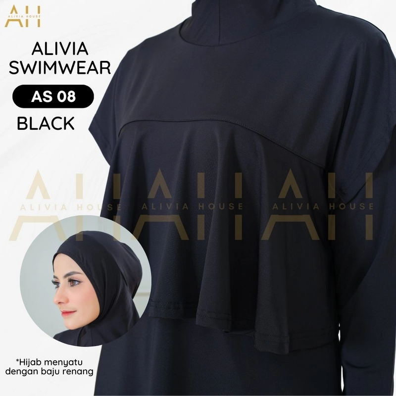 Product image Alivia House - Alivia Swimwear AS08 Baju Renang Wanita Muslimah Swimwear Muslimah S Black