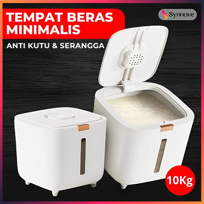 Product image Dispenser Beras 10 Kg ANTI KUTU Tempat Beras 10Kg Wadah Beras Tempat Penyimpanan Beras 1300 Putih