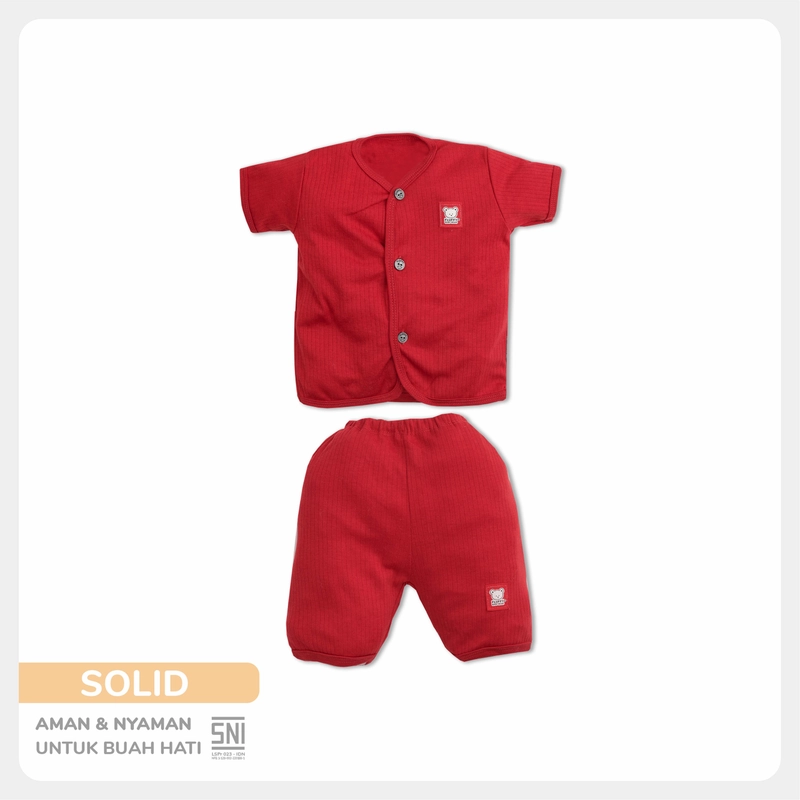 Product image FLUFFY - FLUFFY Setelan Baju Pendek Pendek BOLD (Isi 3Psng) SBD3SB RED SML S (3-6BLN) 5-7KG SBD3SB-RED-S