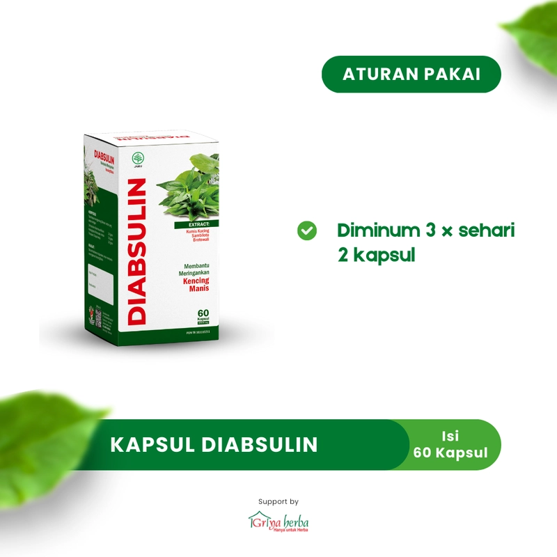 Product image Griya Herba - Diabsulin Obat Herbal Membantu Mengobati Diabetes Kencing Manis 60 Kapsul BPOM 110 gram Original