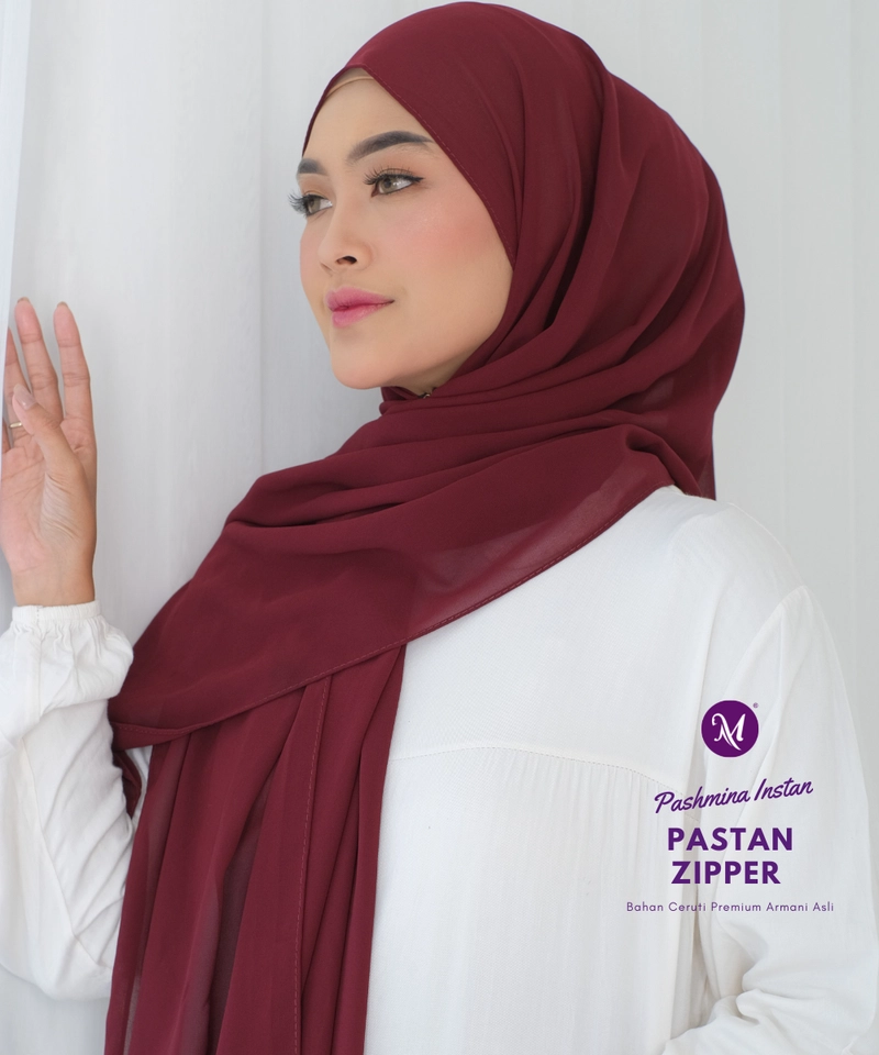 Product image Milyarda Hijab - Pashmina Zipper Instan Milyarda Hijab Pasmina All Size Marun