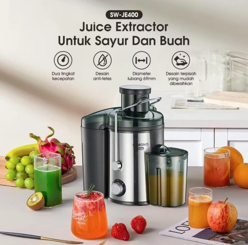 Product image Rizki Electronics - SAMONO Juicer Machine Pembuat Jus Buah Sayur Ekstrator SW-JE400 SW-JE400 JAWA