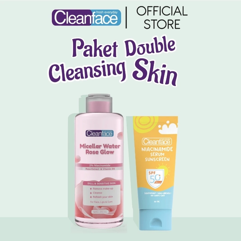 Product image Purbasari - [DAPAT 2] Cleanface Micellar Water 250ml & Sunscreen Niacinamide SPF 50++ Makeup Remover Oily + Sunscreen