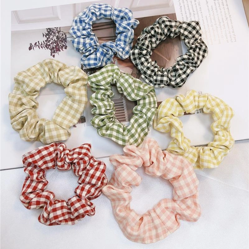 Product image KAHASIL - Ikat Kunciran Iket Rambut Scrunchie Motif Petak KMJAF004 all variant HITAM