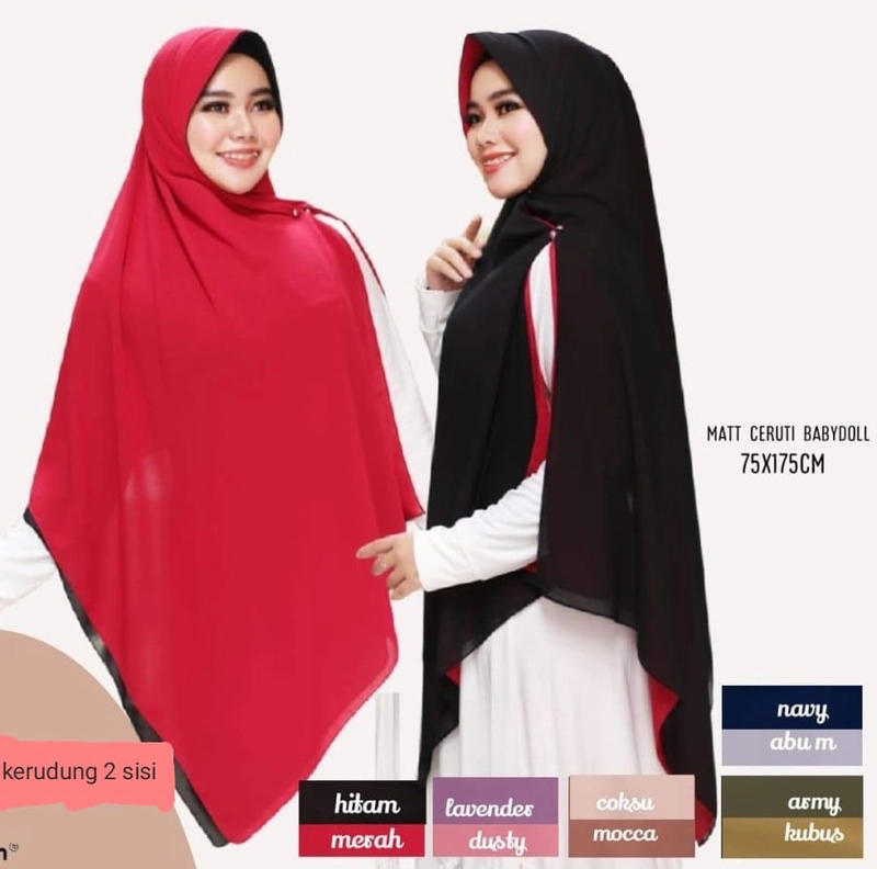 Product image AL Irsyad Store - KERUDUNG 2 SISI Beli 2 Gratis 1 ALLSIZE HITAM - MERAH