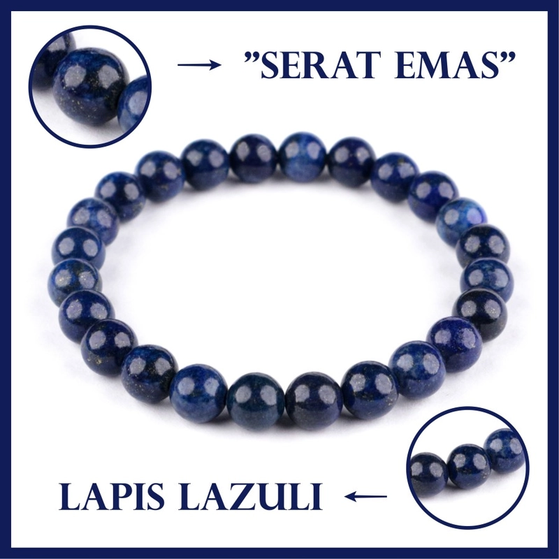 Product image CENTRAL GROSIR GEMSTONE - Gelang Batu Natural Lapis Lazuli Serat Emas 8mm 16 Biru serat emas