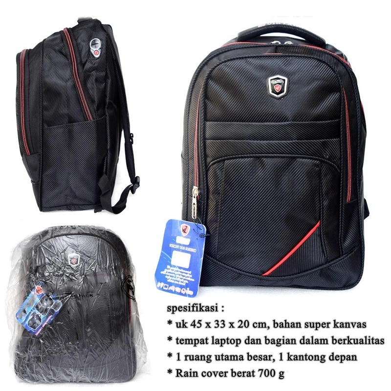Product image Lanc Fashion - Tas Ransel Laptop Original Virta Big Size Premium Black motif shark