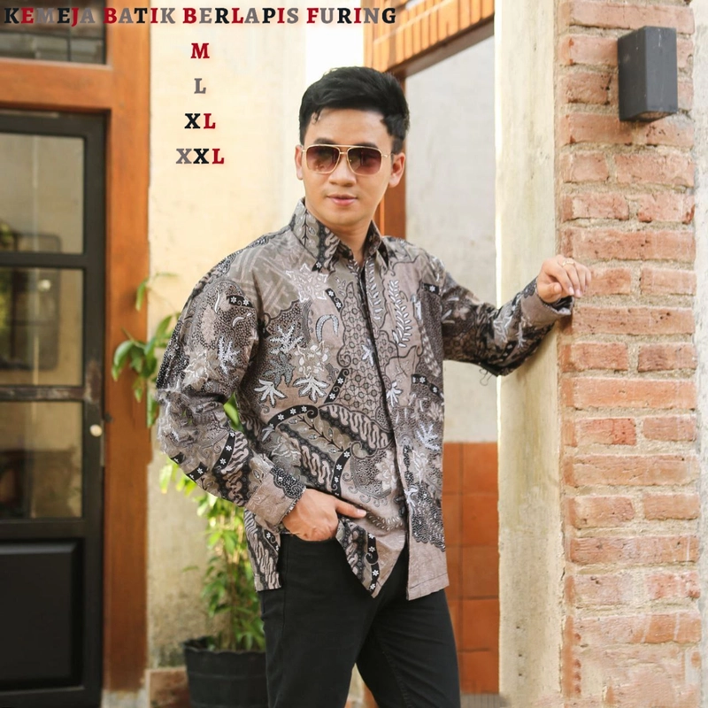 Product image Ks muslim fashion - Kemeja Batik Pria Dewasa Berlapis Furing Nyaman dipakai Motif albar M Kemaja albar hijau