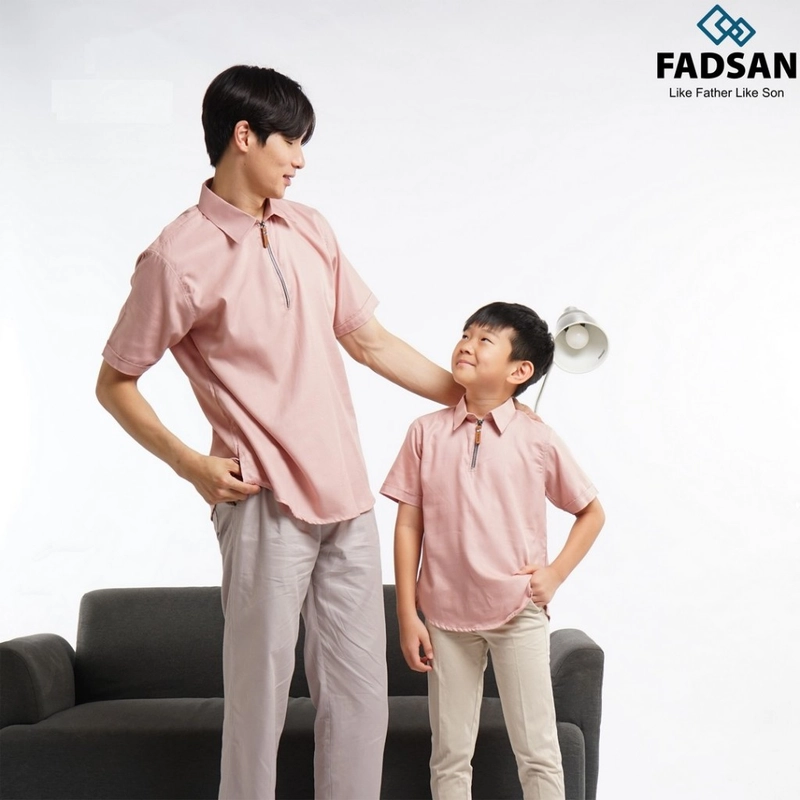Product image FADSAN - Baju Bergaya Casual Polos Ayah dan Anak Warna Dusty Pink - Khan Series SIZE ANAK XS KHAN DUSTY PINK