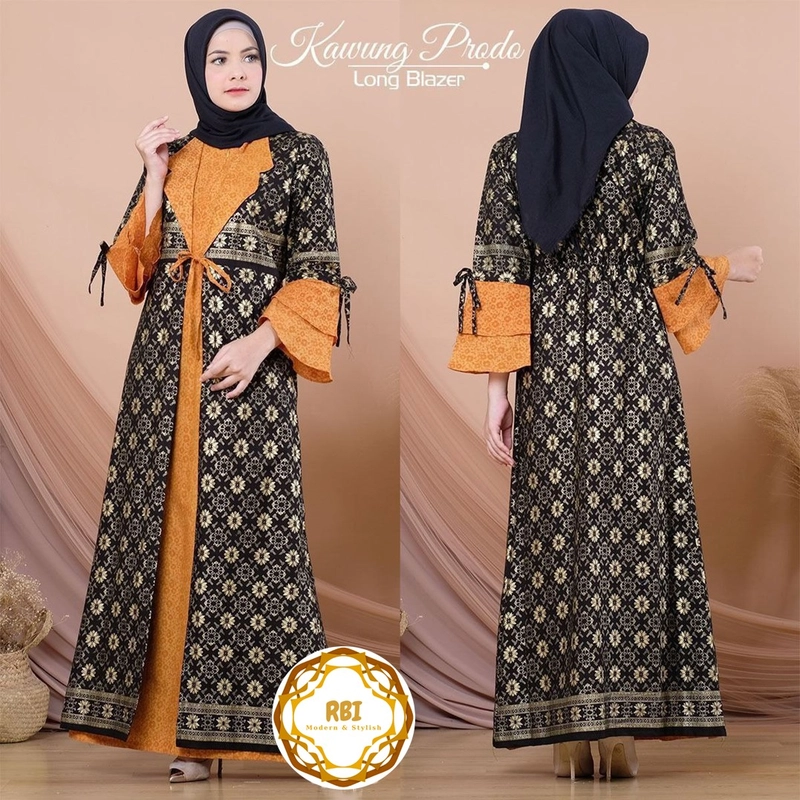 Product image Rambe Batik Indonesia - Long Blazer Batik Katun Prima Mix Embos Allsize Blazer Kawung Prodo