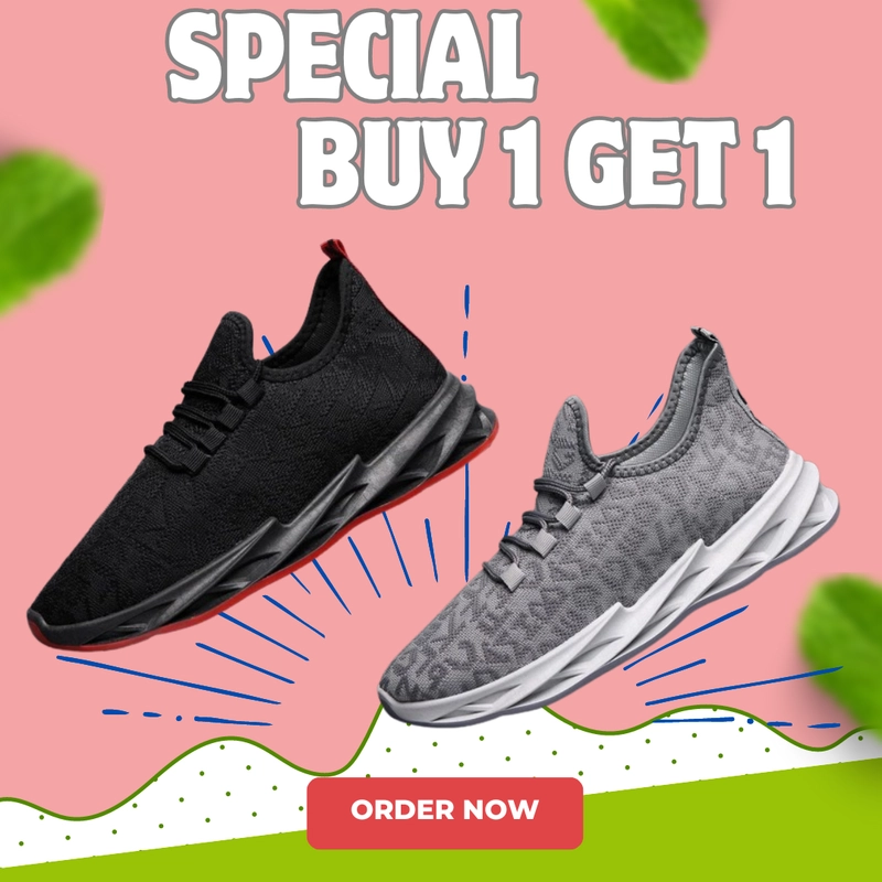 Product image LUXIA - Promo Buy 1 Get 1 Sepatu Kets Sneakers Pria Runing Sporty Shoes LVS-02 43 HITAM & GREY